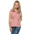 PacificPlex Womens Sleeveless Hooded Cargo Utility Vest, Large, Mauve