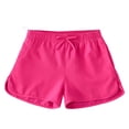 thumbnail image 3 of ZHOGXU Kids Baby Girls Summer Sports Shorts Elastic Waist Solid Color Breathable Lightweight Fashion Shorts For Casual Daily Wear ,Hot Pink,6-7 Years, 3 of 9