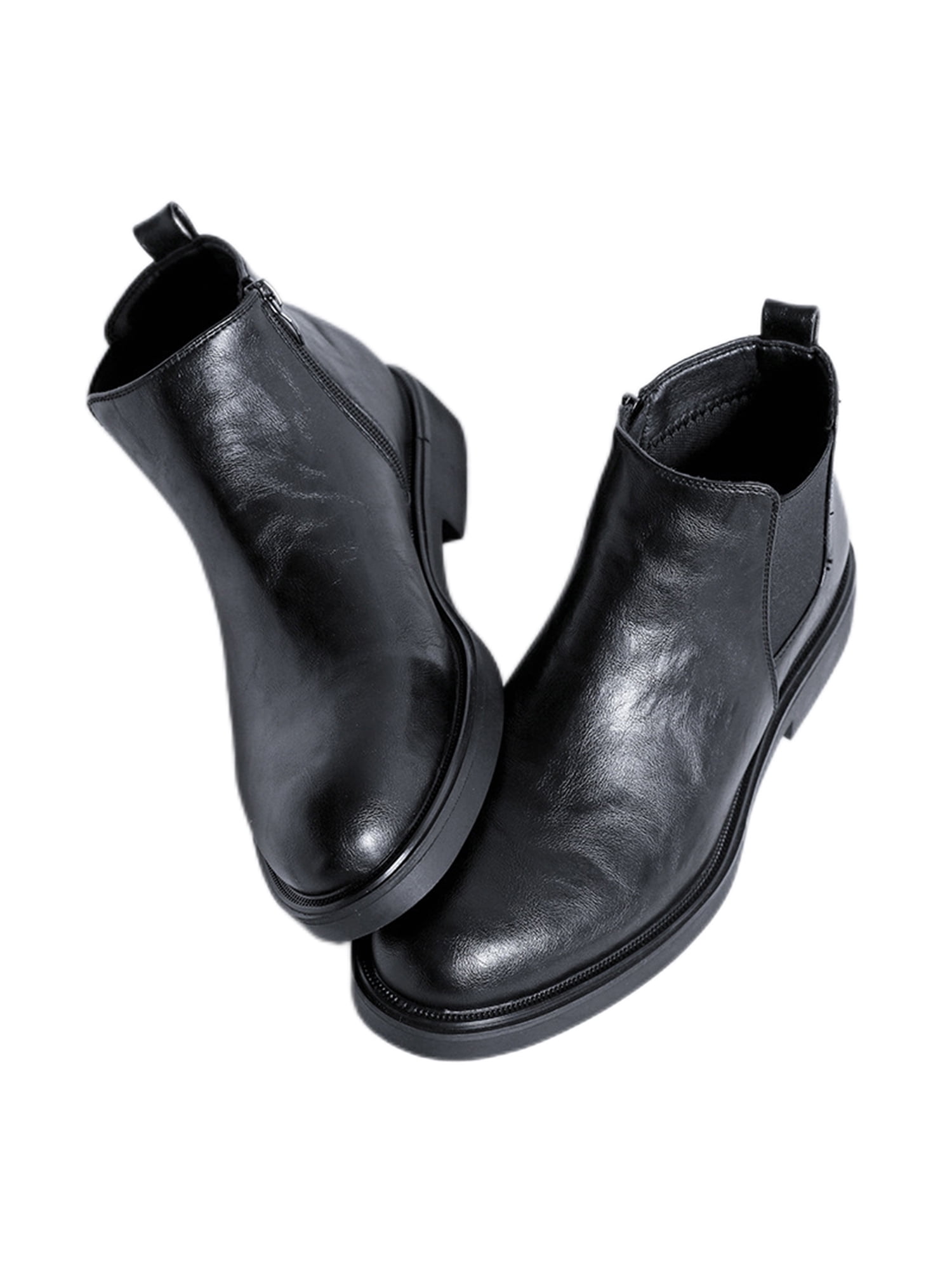Eloshman Men Leather Chelsea Boots Zip Ankle Boot Elastic Shoes Formal Casual Waterproof Comfortable Black 9.5 - Walmart.com