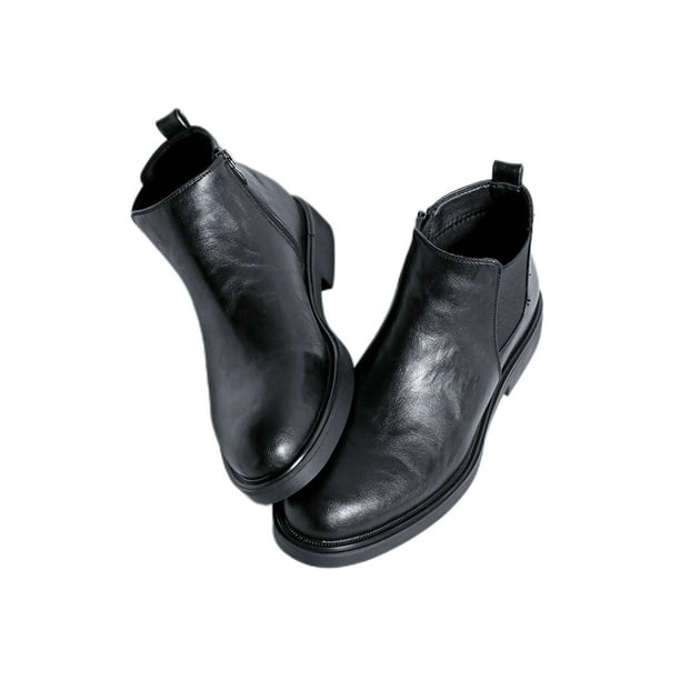 Natur se tv Bygge videre på Gomelly Mens Ankle Boot Side Zip Leather Chelsea Boots Waterproof Dress  Shoes Non Slip Office Work Black 6.5 - Walmart.com