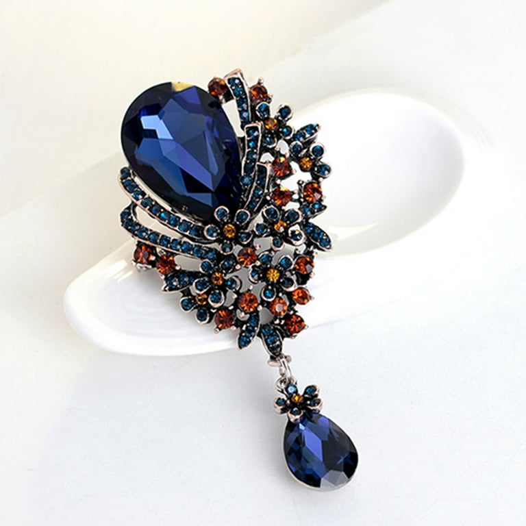 OPOLSKI Brooch Pin Big Rhinestone Hollow Design Alloy Engagement Jewelry Brooch  for Women 
