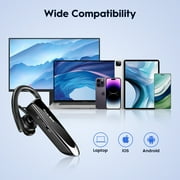 New Bee Bluetooth Headphones V5.0 Wireless (24H Talk Time/180D Standby) w/Mic, Dual Device Connectivity for iPhone/Android/Samsung/Laptop, Business Trucker Headsets,Black
