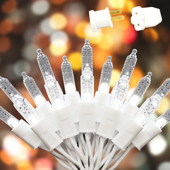 Beatineon 50 LED 12.5ft Faceted M5 String Lights, White Steady-Glow LED with Clear Bulbs – Waterproof IP68 for Indoor & Outdoor, Connectable up to 15 Sets, ETL Listed