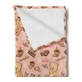 thumbnail image 2 of Dessert Soft Flannel Fleece Throw Blanket, Teddy Bear Cupcakes Cookies Donuts Cakes Playroom Cartoon Print, Cozy Plush for Indoor and Outdoor Use, 60" x 80", Sand Brown Coral, by Ambesonne, 2 of 5
