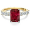 thumbnail image 3 of Gem Stone King 14K White And Yellow Gold Red Created Ruby and Lab Grown Diamond Engagement Ring for Women | 4.76 Cttw | Emerald Cut 10X8MM | Wedding Engagement Anniversary Ring for Women  | Size 5, 3 of 6