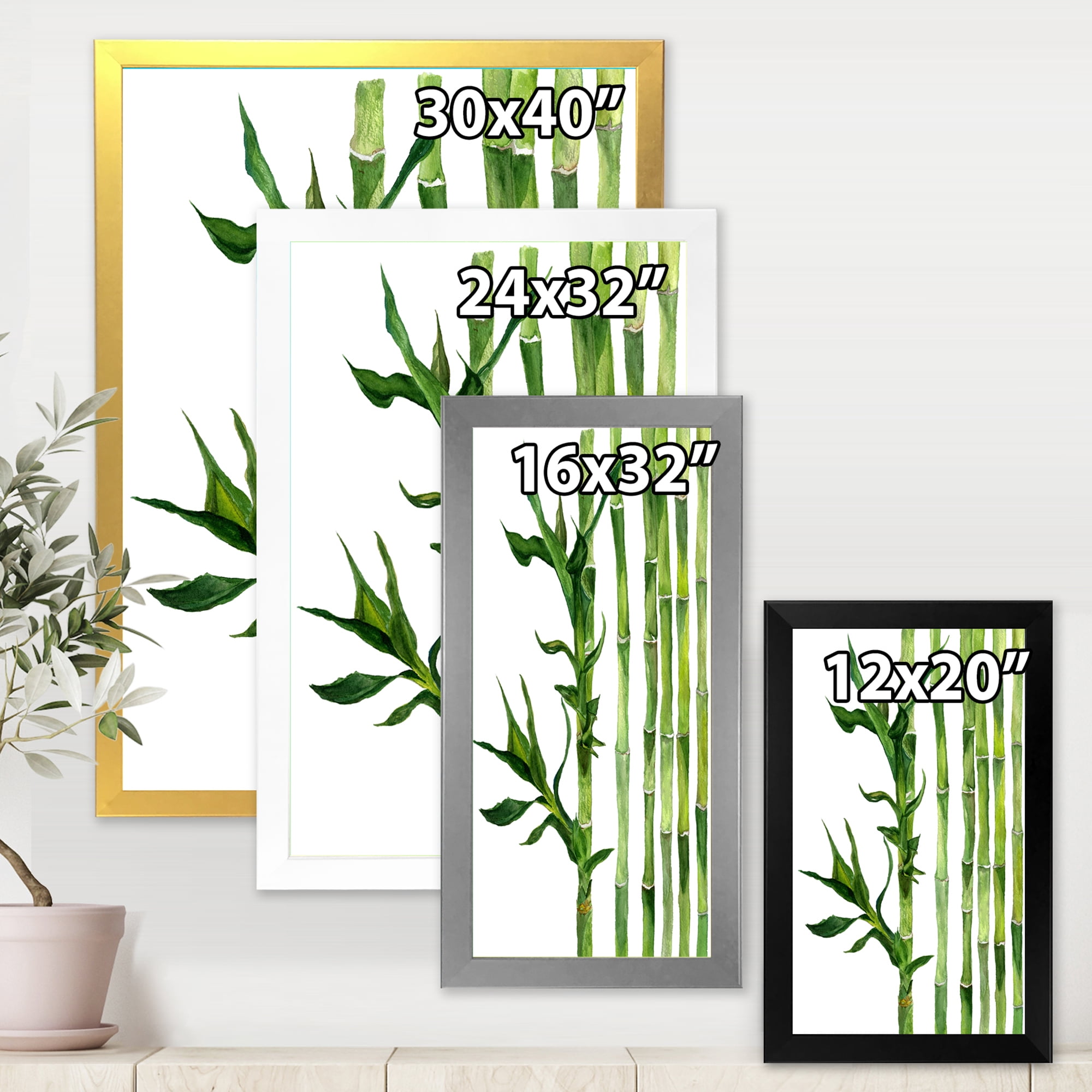Designart 'The Forest of Bamboo Branches III' Tropical Framed Art Print