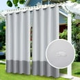 thumbnail image 2 of Waterproof Indoor Outdoor Curtains for Patio –Privacy Sun Blocking Grommet Curtain Panel Weatherproof, UV Resistant Curtains for Gazebo, Front Porch, Pergola, Gray/White, W52'' x L94'', 2 Panel, 2 of 12