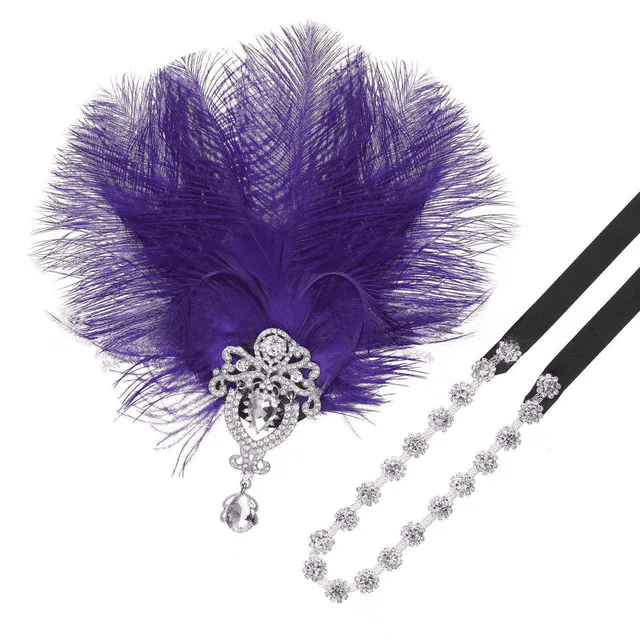 Diadema de plumas, pelo de camello, gota de agua de aleación, fiesta de diamantes, cabeza de bola