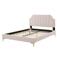 thumbnail image 3 of Platform Bed Frame, Queen Size, Velvet, Pink, Modern Contemporary Urban Design, Bedroom Master Guest Suite, 3 of 10