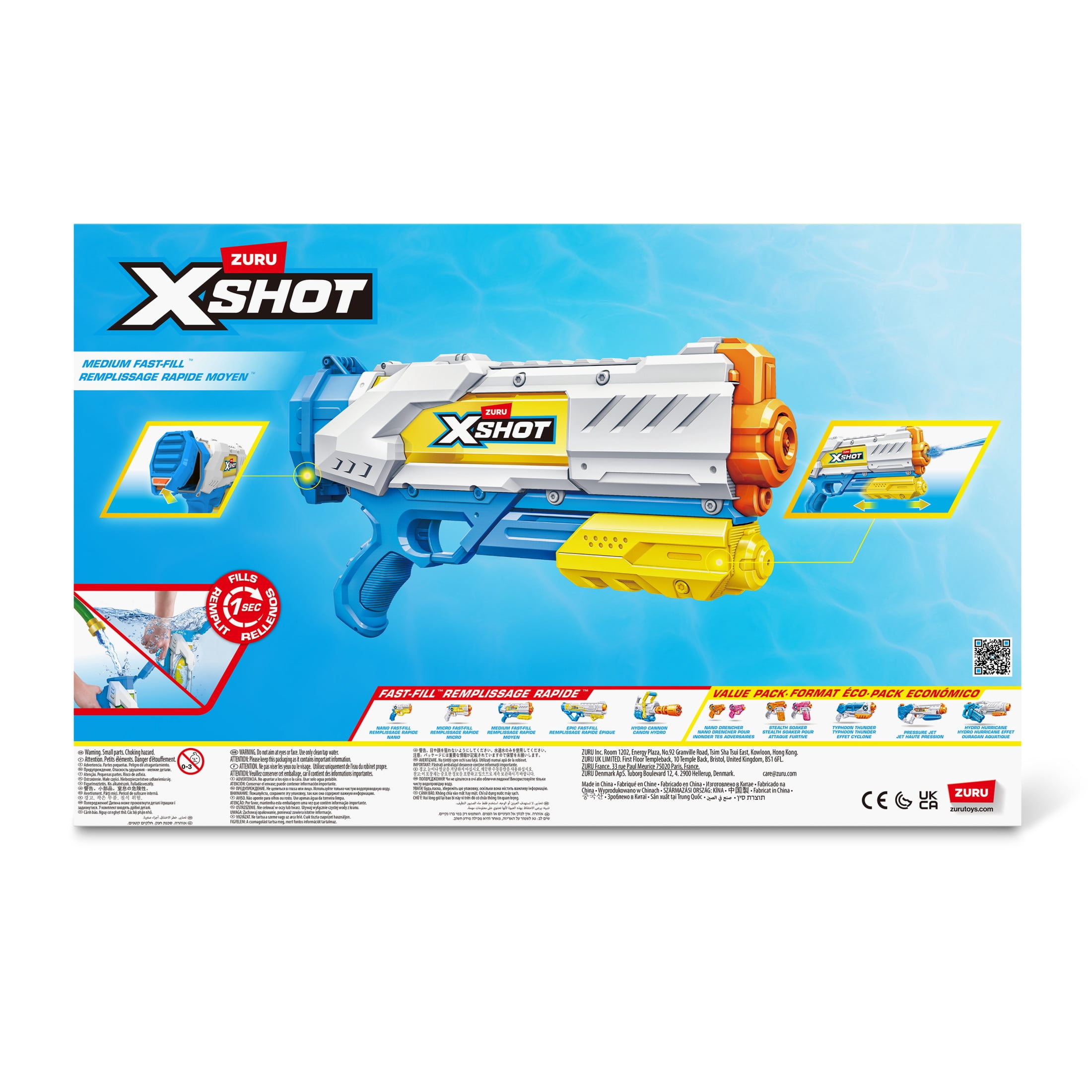 XSHOT Water Fast-Fill (700ml 34ft) Water Blaster by ZURU, with Seal Technology Outdoor Summer Toy for Kids, Teens & Adults Ages 5+