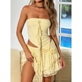 thumbnail image 2 of Biezeib Women Summer Skirts Outfits Lace Ribbon Tie-Up Backless Strapless Tube Tops Mini Skirts 2 Pieces Clothes Set, 2 of 6