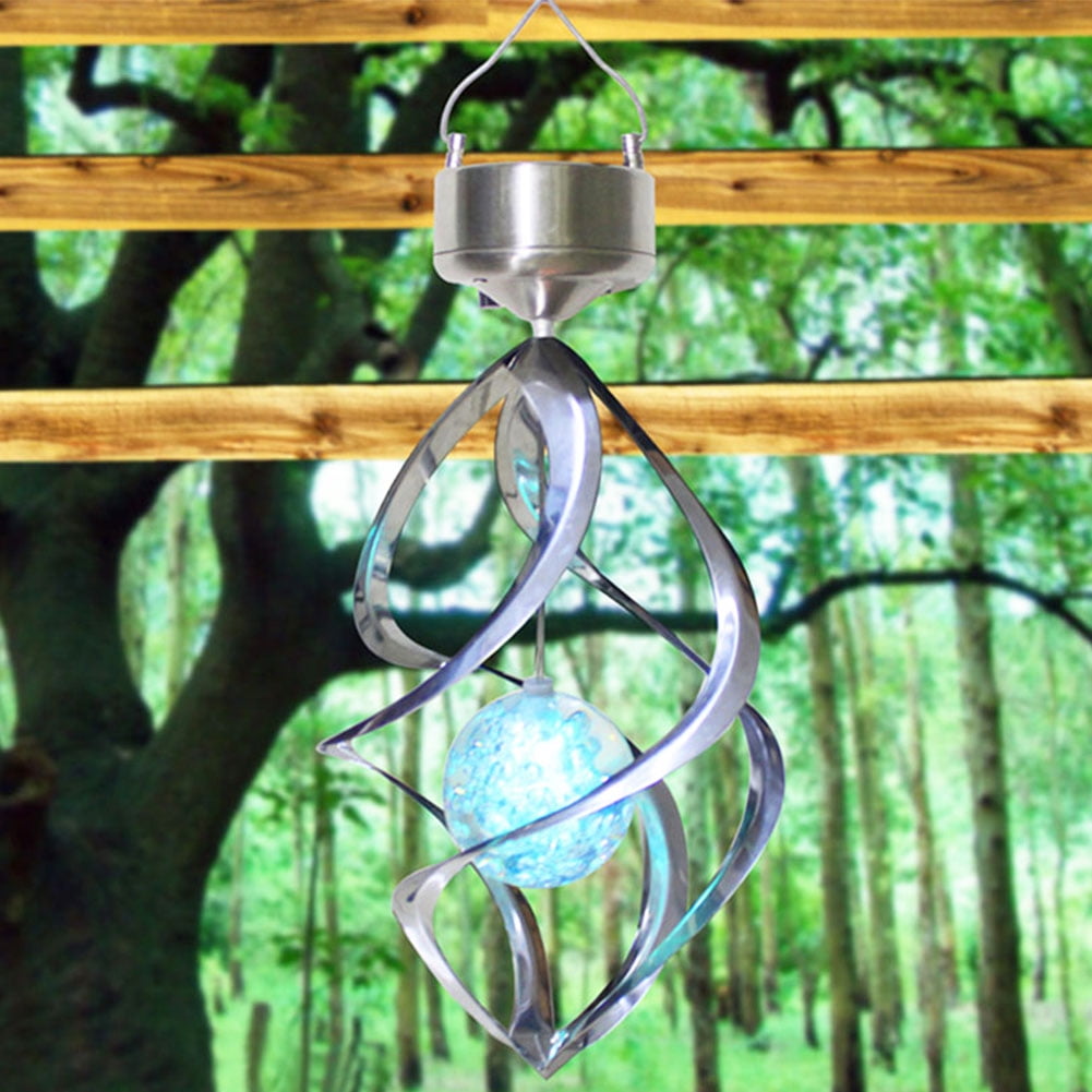 Solar Power lights Wind Spinner LED Lamp Outdoor Hanging Wind Chime