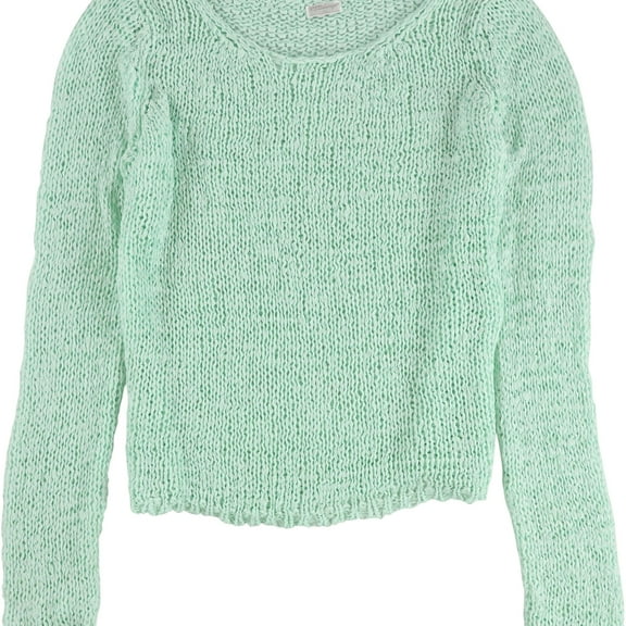 P.J. Salvage Womens Crochet Knit Pullover Sweater, Green, Medium