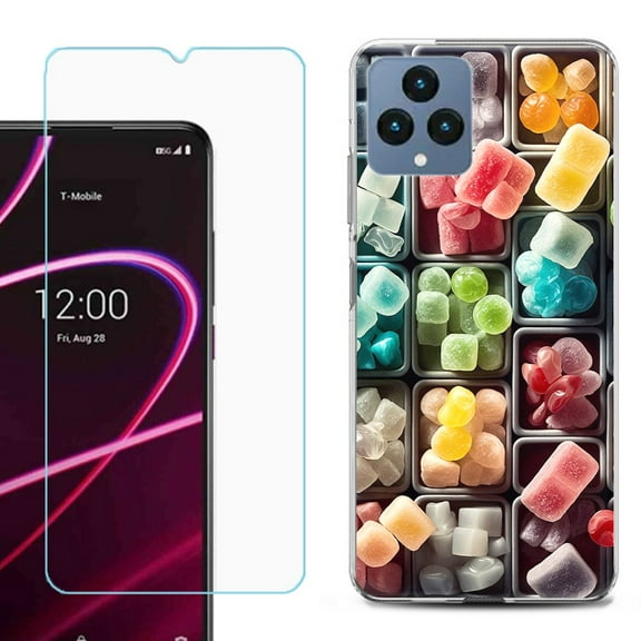 OneToughShield ® for T-Mobile Revvl 6x 5G Shockproof Phone Case, with Tempered Glass Screen Protector - Candy Box