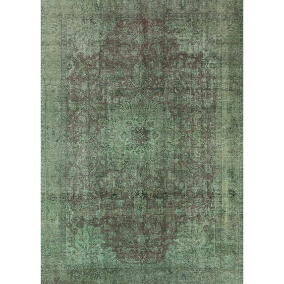 Ahgly Company Indoor Rectangle Mid-Century Modern Dark Olive Green Oriental Area Rugs, 5' x 7'