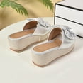 thumbnail image 6 of PiGOGI Women's Bow Wedge Sandals Thick Sole Open Toe Non-Slip Comfortable Beach Slides Summer Silver 5.5, 6 of 9