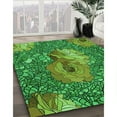 thumbnail image 3 of Ahgly Company Machine Washable Indoor Round Transitional Neon Green Area Rugs, 8' Round, 3 of 7