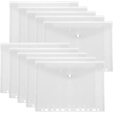 A4 Envelopes Duo Tang Clear Document Folders Transparent Filing Envelopes Waterproof Plastic Envelopes File Holder Filing Document Poly Envelope With Snap Button Closure For A4 Letter Paper Size (5 Pcs Folders For