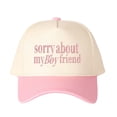 thumbnail image 2 of Sorry about my Boyfriend Letter Embroidered Color Block Trucker Hat Unisex Adjustable Cotton Breathable Fashion Cap for Travel Daily Wear, 2 of 10