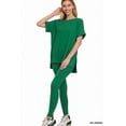 thumbnail image 2 of Zenana Women's Brushed DTY Microfier Round Neck Short Sleeve Hi-Low Hem & Full Length Leggings Loungewear Set, 2 of 6
