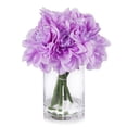 thumbnail image 5 of Enova Home  Artificial Silk Dahlias Fake Flowers Arrangement in Clear Glass Vase with Faux Water For Home Decoration White, 5 of 5