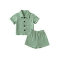 thumbnail image 1 of xiaxaixu Bambin 2Pcs Été Tenues, Manches Courtes Bouton vers le Bas Chemise + Ensemble Short, 1 of 9