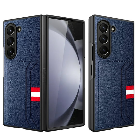 Dteck for Galaxy Z Fold 6 Wallet Case with Card Holder, Ultra Thin Slim PU Leather Case with Built-in Front Screen Protector for Samsung Galaxy Z Fold6 5G,Blue