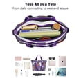 thumbnail image 4 of Tote Bag for Women - Purple Halloween Ghosts Skulls and Bats Shoulder Bag - Large Utility Work Duffle Bag with Zipper Handbag for Travel, Work, Sprots, 4 of 5