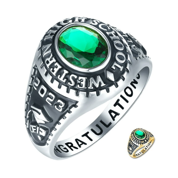 Mementos PJM Men's Class Rings Customized 10kt White Gold for High School or College Graduation