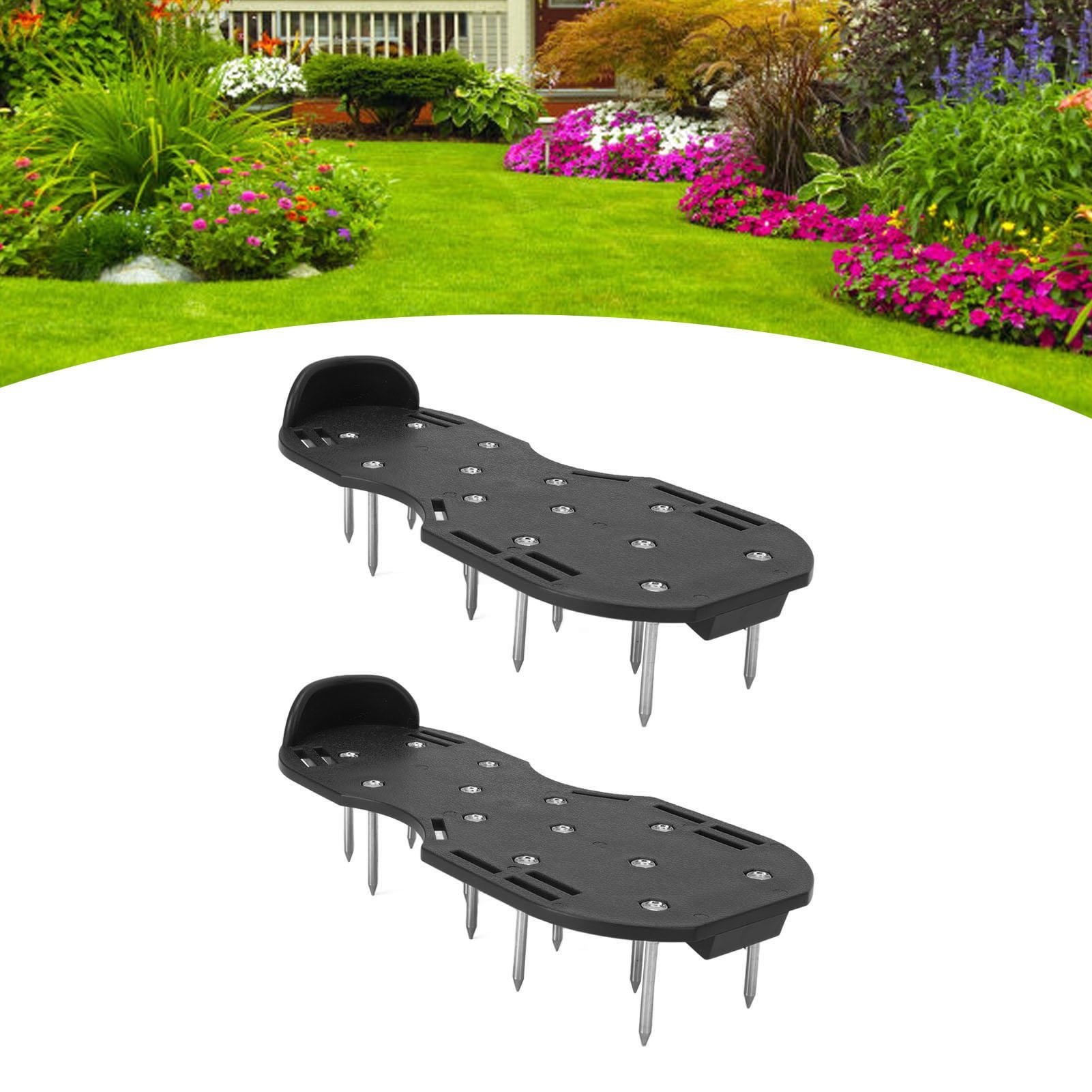 Nieyigj Professional Lawn Aerator Shoes with Zinc Alloy Buckles and 4 Adjustable Straps, Heavy Duty Spiked Soil Aerating Sandals for Yard Garden Patio, Black, 11.61 inches / 29.5 cm