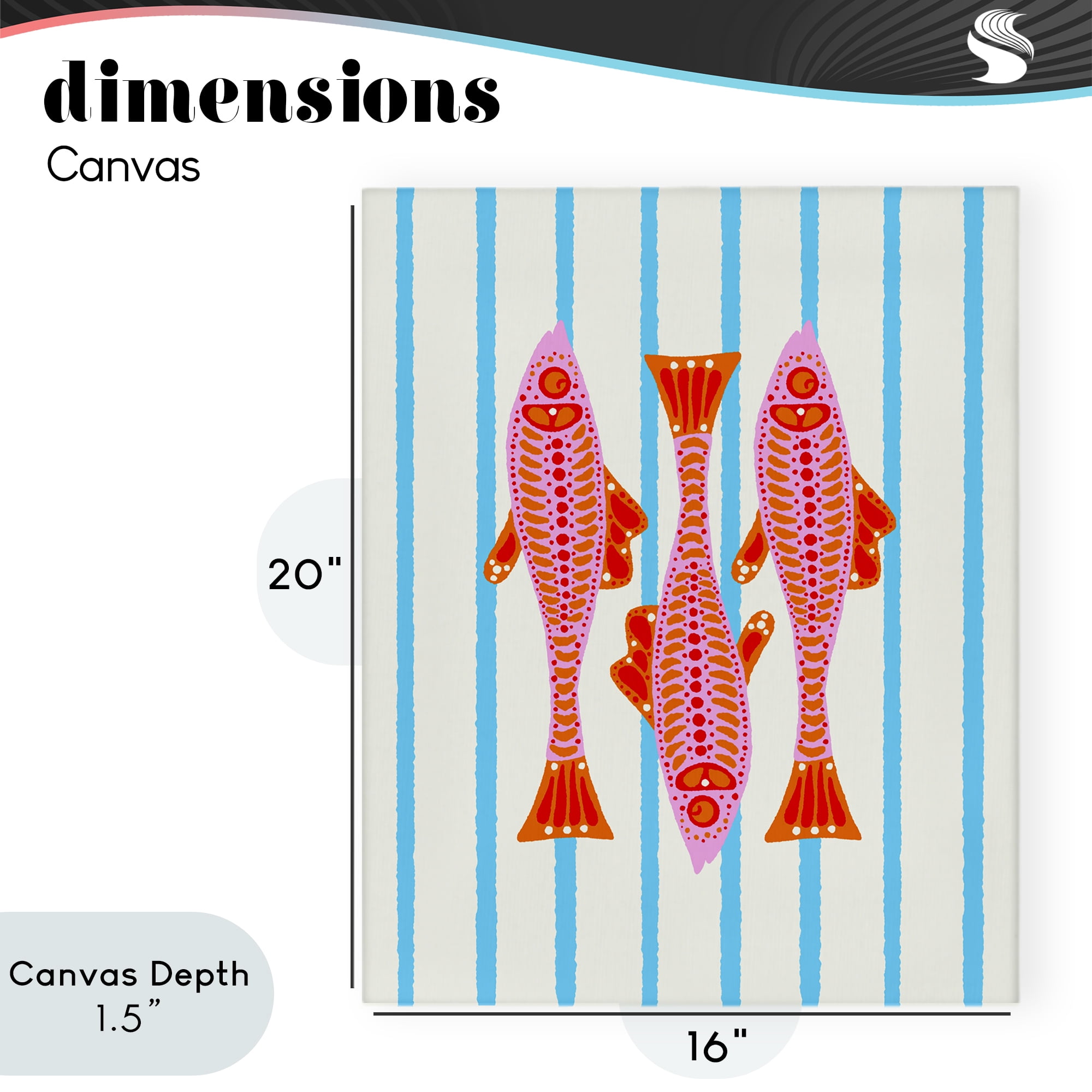 Stupell Industries Bright Aquatic Fish on Stripes Canvas Wall Art, design by Indira Prieto | IndySign