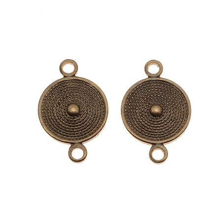 Brass 2 Hole - Vintaj Natural Brass Mediterranean Shield 2 Hole Connector Beads 16 x 10mm (2)