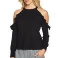 thumbnail image 1 of 1 State Women's Cold Shoulder Ruffle Edge Top Keyhole Back Long Sleeves Size M, 1 of 1