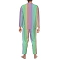 thumbnail image 7 of Salouo Rainbow Peacock Feathers Print Button-Front Long Sleeve Pajama Set for Men, Soft 2Pjs Men's Long Sleeve Sleepwear -Large, 7 of 7