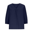 thumbnail image 2 of Fancifize Womens Long Sleeve Shirts Summer V Neck Tunic Tops Pleated Casual Cotton Linen Vacation Outfits Summer Trendy Clothes, 2 of 5