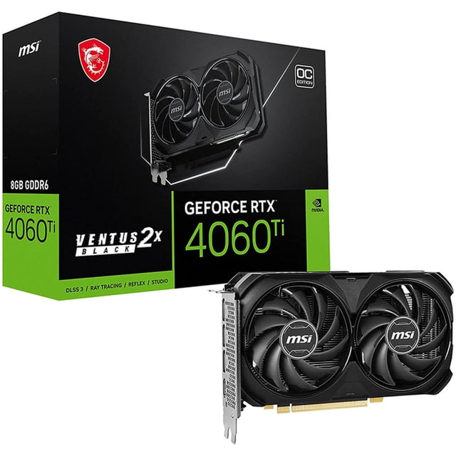 Tarjeta de Video MSI GeForce RTX 4060 Ti VENTUS 2X BLACK 8G OC GDDR6 MSI RTX 4060 TI VENTUS 2X