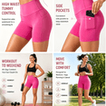 thumbnail image 3 of Afelkas Women's High Waist Yoga Shorts Tummy Control Fitness Athletic Workout Running Shorts with Pockets Hot Pink,M, 3 of 7