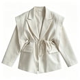 thumbnail image 5 of Yrmaups Loose Fit Long Sleeve Blazer for Women, Plus Size Open Front Button Down Casual Business Work Jacket, Elegant Solid Layering Piece for Office Fall Winter Daily Wear, White M, 5 of 5