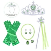 Jurebecia Princess Costume Halloween Dress Birthday Party up Clothes with Accessories Green 120 cm 5-6 Years