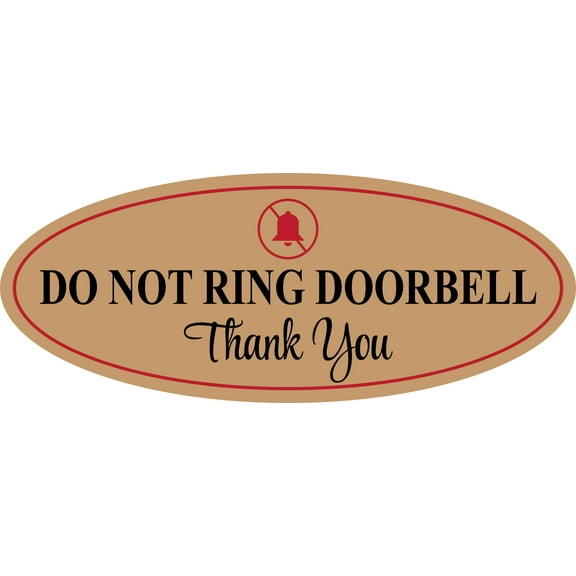 Oval Plus Do Not Ring Doorbell Thank You Wall or Door Sign | Home Signage No Soliciting - Large