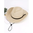 thumbnail image 2 of Deago Straw Cowboy Hats for Men Women Classic Western Cowgirl Hat Wide Brim Fedora Beach Sun Hat, Beige, 2 of 8