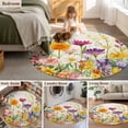thumbnail image 5 of Round Rugs 3Ft, Spring Colorful Floral Round Area Rug Washable Indoor Throw Carpet, Yellow Purple Pastoral Flowers Small Non Slip Circle Rug for Bedroom Living Room Home Decor Aesthetic, 5 of 8