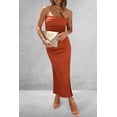 thumbnail image 4 of Vestido PRETTYGARDEN Rojo Óxido Strapless Maxi Bodycon XS, 4 of 7