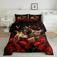 thumbnail image 6 of Feelyou 3D Reindeer Moose Bedding Comforter Set for Women, Rustic Red Rose Flower Twin Comforter Sets, Anniversary Theme Reversible Bedding Set, Microfiber Bedroom Decor, 2pcs, 6 of 8