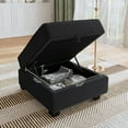 thumbnail image 2 of HONBAY Module d'Ottoman Carré en Velours pour Sofa Sectionnel Modulaire, Repose-Pieds avec Rangement, Noir, 2 of 4