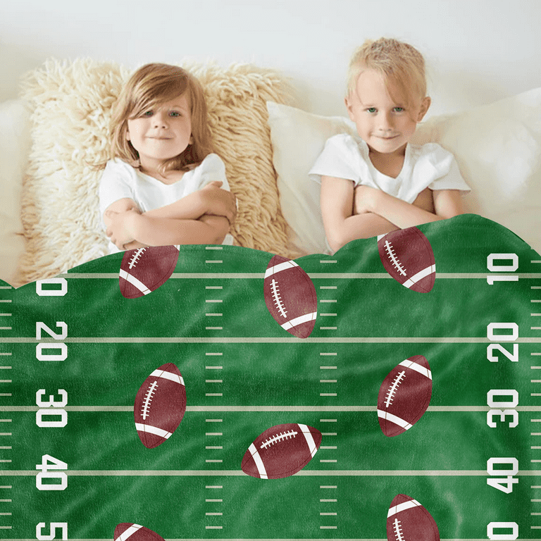 Football Fleece Throw Blanket Baby Blankets for Boys and Girls Sports Theme Sherpa Blanket for Kids Boys Girls Rugby Game Plush Blanket Ball Games