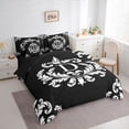thumbnail image 3 of Homewish Monogrammed D Theme 7-Piece Bedding Comforter Set,Retro Victorian Floral King Bedding Sets,White Black Bed Sheets For Men Women,Ultra Soft Bedroom Decor Reversible, 3 of 8