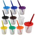 thumbnail image 1 of 10 piezas de pincel de pintura de 10 colores, vaso de cepillo de lavado anti-retroceso de plástico, pincel para pintura al óleo para niños, graffiti, pincel de cerdas, vaso para mezclar colores Rojo Verde, 1 of 5