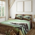 thumbnail image 2 of Ambesonne Lonely Tree Fitted & Top Sheet Set with Shams, Picturesque Lakeside, Green Black, 2 of 7