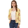 thumbnail image 1 of Chaqueta Tipo blazer Allegra K Informal con Solapa de Muesca Y Manga Larga Amarillo-Floral S, 1 of 5